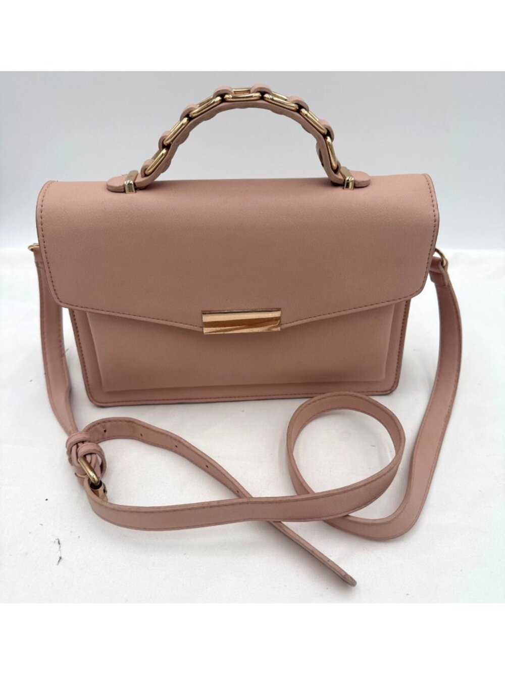 Miztrique Blush Pink Faux Leather Shoulder Bag Gold Chain Handle/Adjustable Stra